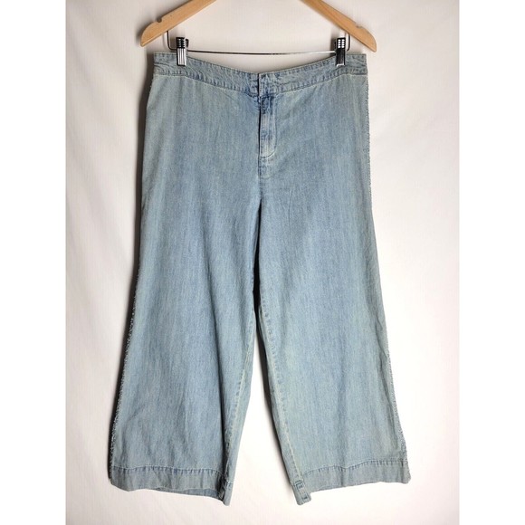 NWT Reba Womens Jeans Size 10 Blue Embroidered High Rise Elastic Waist Pockets - Picture 1 of 8